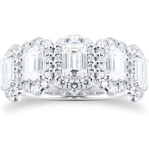 Mappin & Webb 18ct White Gold 2.63ct Emerald Cut Diamond Half Eternity Ring - Ring Size M