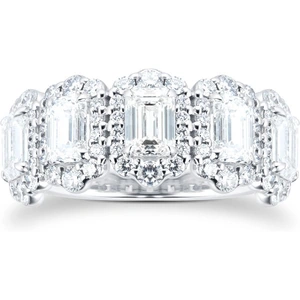 Mappin & Webb 18ct White Gold 2.63ct Emerald Cut Diamond Half Eternity Ring - Ring Size Q