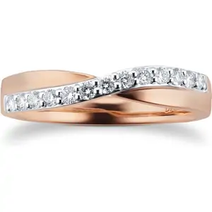 Mappin & Webb 18ct Rose Gold 0.25cttw Diamond Twist Eternity Ring - Ring Size N