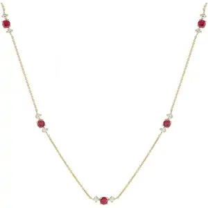 Mappin & Webb Carrington 18 Yellow Gold Ruby & Diamond 5 Cluster Necklace