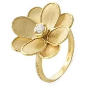 Marco Bicego Petali 18ct Yellow Gold Diamond Small Flower Ring - U