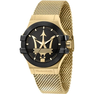 Gents Maserati Potenza 42mm 3H Black Dial Mesh Bracelet Yg Watch