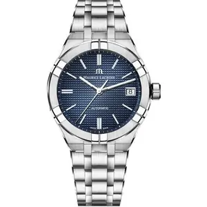 Mens Maurice Lacroix 'Aikon' Silver and Blue Stainless Steel Automatic Swiss Watch