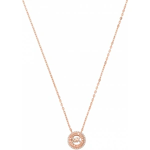Michael Kors Ladies Premium Rose Gold Plated Cubic Zirconia Circle Logo Pendant Necklace MKC1388AN791