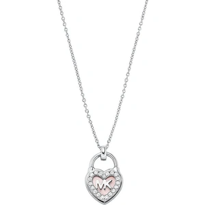 Michael Kors Silver Heart Padlock Necklace MKC1563A6040