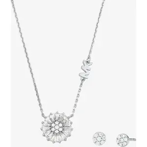 Michael Kors Premium Kors Brilliance Sterling Silver Necklace and Earring Set MKC1651SET
