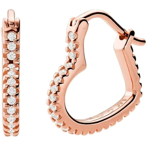 Michael Kors Premium Rose Gold Plated Clear Pave Open Heart Hoop Earrings MKC1336AN791