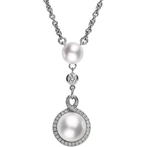 Mikimoto 18ct White Gold Diamond White Akoya Pearl Twist Necklace