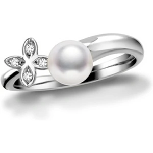 Mikimoto 18ct White Gold 6mm White Akoya Pearl Floral Ring