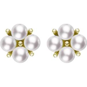 Mikimoto 18ct Yellow Gold 3.25mm Akoya Pearl Floral Cluster Stud Earrings