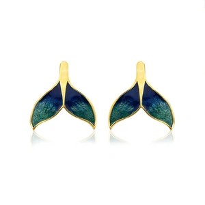 Milou Jewelry 22kt Gold Plated Blue Whale Tail Earrings