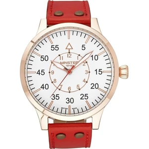 Minster 1949 Mens Bradnor Red Leather Strap Watch MN02WHRG10