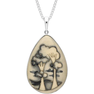 Sterling Silver Moorcroft Landscape Pear Necklace