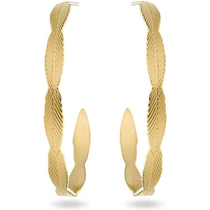 Ladies Mya Bay Gold Plated Leaf Texture Hoop Earrings