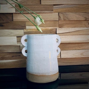 Nikisanceramics Handmade Oval White Vase