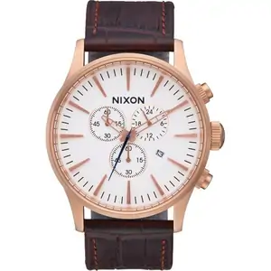Mens Nixon Sentry Chrono Leather Chronograph Watch