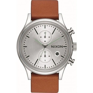 Mens Nixon The Station Chrono Leather Chronograph Watch