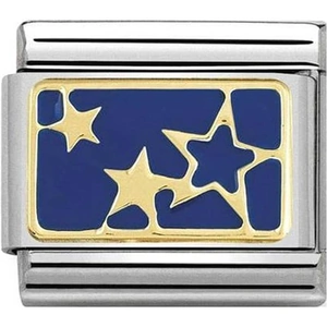 Nomination CLASSIC Gold Cosmo Blue Enamel Stars Charm 030284/44