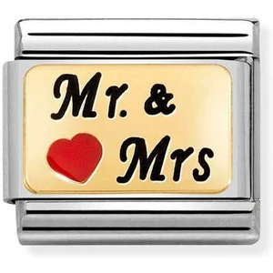 Nomination CLASSIC Composable Plates Mr & Mrs With Heart Charm 030284/53