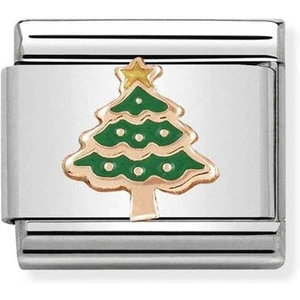 Nomination CLASSIC Rose Gold Christmas Tree with Green Enamel Charm 430203/05