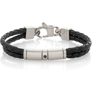 Nomination Tribe Mens Black Leather Double Bracelet 026421/001