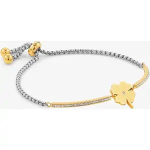 Nomination Milleluci Gold Finish Cubic Zirconia Four-Leaf Clover Bracelet 028006/006