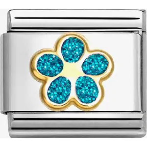 Nomination CLASSIC Turquoise Glitter Flower Charm 030220/16