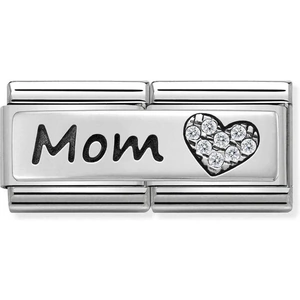 Nomination CLASSIC Silvershine Double Link Heart Mom Charm 330731/06