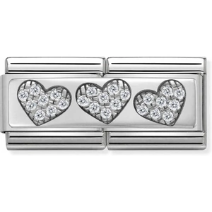 Nomination CLASSIC Silvershine Double Link 3 Hearts Charm 330732/02
