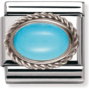 Nomination CLASSIC Silvershine Ornate Settings Turquoise Charm 330503/06