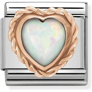 Nomination CLASSIC Rose Gold Stones Heart White Opal Charm 430509/22