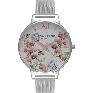 Olivia Burton Enchanted Garden Floral Silver Mesh Watch