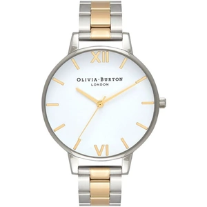 Olivia Burton White Dial Silver & Gold Mesh Bracelet Watch