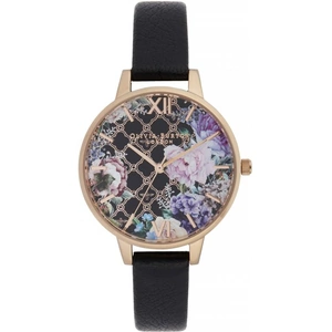Olivia Burton Glasshouse Black & Rose Gold Watch