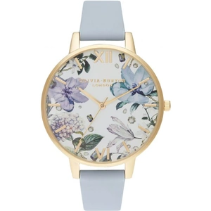Olivia Burton Bejewelled Florals Big Dial Chalk Blue & Gold Watch