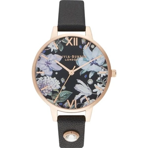 Olivia Burton Bejewelled Florals Demi Embellished Black & Rg Watch