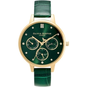 Ladies Olivia Burton Multifunction Green and Gold Leather Strap Watch