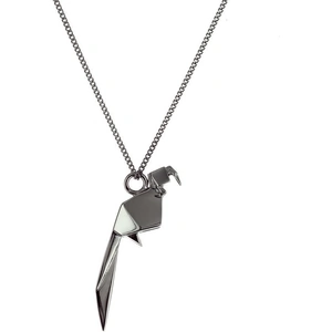 Origami Jewellery Black Silver Mini Parrot Origami Necklace