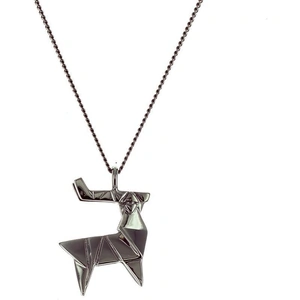 Origami Jewellery Black Silver Mini Deer Origami Necklace