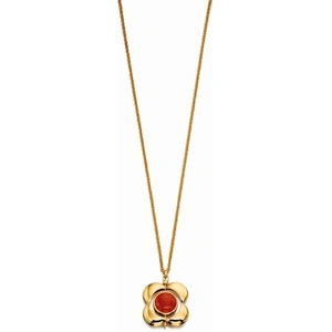 Orla Kiely Jewellery Ladies Orla Kiely Sterling Silver Tigers Eye & Red Quartz Rotating Flower Necklace