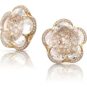 Pasquale Bruni 18ct Rose Gold Bon Ton 0.61cttw Diamond and Rock Crystal Stud Earrings