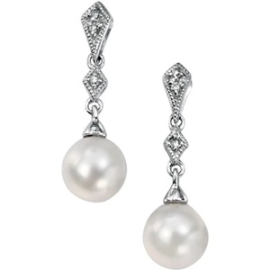 Pearl Lustre 9ct White Gold Diamond Freshwater Droppers GE807W