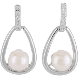 Pearl Lustre Sterling Silver Freshwater Pearl Open Teardrop Earrings EOW70096FW