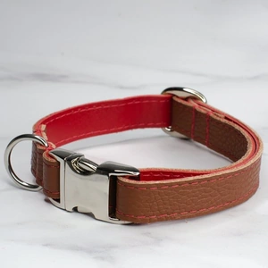 Petiquette Collars Two Tone Brown & Red Adjustable Leather Collar