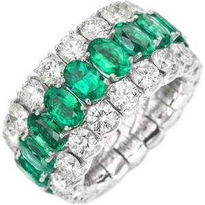 Picchiotti Xpandable 18ct White Gold 6.65ct Diamond Emerald Eternity Ring