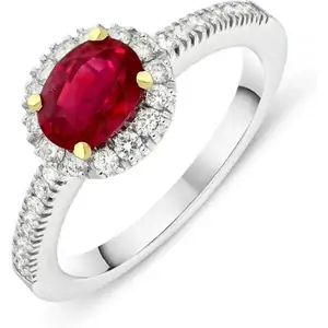 Picchiotti 18ct White Gold 1.06ct Ruby Diamond Oval Cluster Ring D - M
