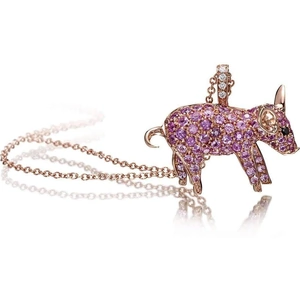 Rose Gold & Pink Sapphire Pet Jewels Collection Pig Necklace | Pinomanna