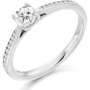 Platinum Excellence Platinum Diamond-Shoulder Solitaire Engagement Ring (L) ENG3816