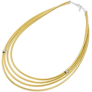 Ponte Vecchio Nobile 18ct Yellow Gold 0.14ct Diamond Layered Crossover Necklace