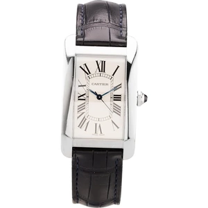 Pre-Owned Cartier Mens Tank Americaine Automatic Leather Strap Watch 4407027